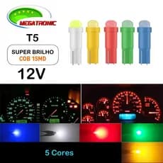 Lâmpada LED T5 12V COB 1 SMD Super Brilho Para Painel Carro Moto Plug Play Automotiva Universal