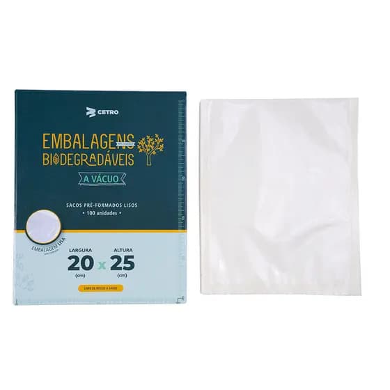 Embalagem a Vácuo Biodegradável 20x25cm - 100 Unidades