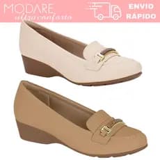 Sapato Anabela Modare 7014.287 Feminino Conforto Salto Médio Casual Leve Original anatomico