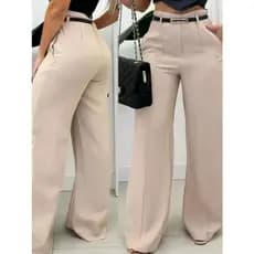 Calça Pantalona Alfaiataria Ziper Lateral Acompanha Cinto Super PROMOÇAO Do P ao GG