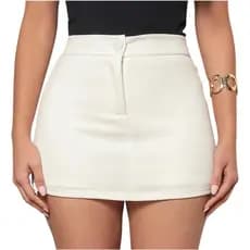 Short Saia Feminino Tecido Neoprene Ecorpado Estilo Verão Tendência Cintura Alta Elegante para Festas Fim de Ano