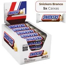 Kit 5x Chocolate Snickers 42g Branco Original Caixa Com 20 Unidades