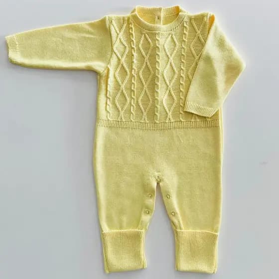 Macacão bebê RN comprido de tricot saída maternidade Enxoval de Neném