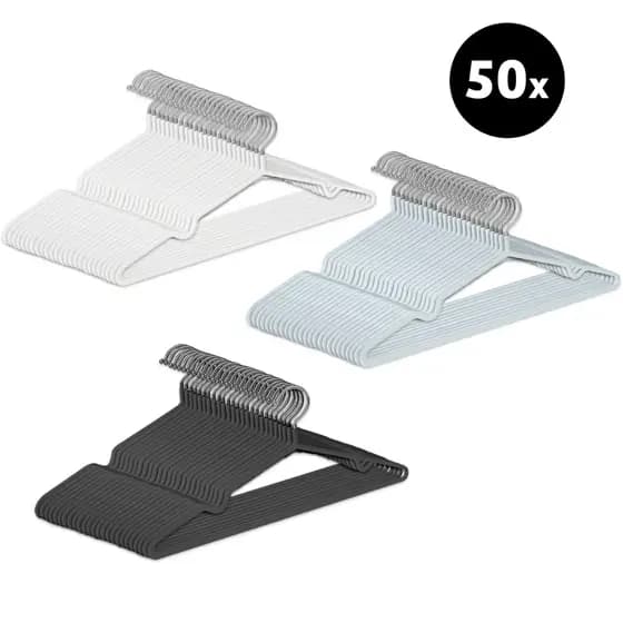 Kit 50 Cabide De Metal Emborrachado Adulto Roupa Calça Blusa Camisa Atacado Loja