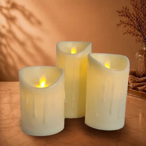 Kit 3 Velas LED Decorativas Chama Tremulante Realista Lisa ou Derretida