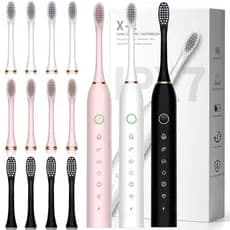 Escova De Dentes Elétrica C/ 4 Cabeças Recarregável Usb Limpeza Bucal Higiene
