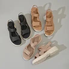 Sandálias femininas ocas Sandália Feminina de velcro Sandálias versáteis