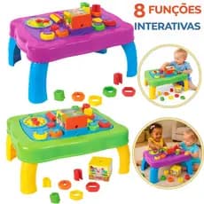 Mesa Mesinha Infantil Didática Divertida Brinquedo Sensorial 8 Atividades Interativas Formas Encaixar