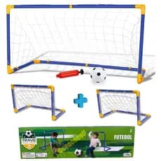 2 Mini Traves Golzinho Grande Trave Infantil 87 x60 cm Com Bola + Rede+ Bomba de Encher 2X1