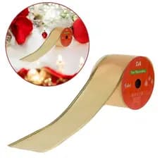 Rolo de Fita Aramada de Natal Decorativa Dourada de Luxo 6,3 cm X 9,14 Metros