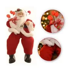 Boneco Papai Noel Sentado Balões Natal Florarte 30cm Decoração Natalina Enfeite Festa Luxo
