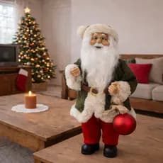 Boneco Papai Noel em Pé 30cm c/ Bolinha Árvore de Natal Florarte Decoração Natalina Enfeite Luxo