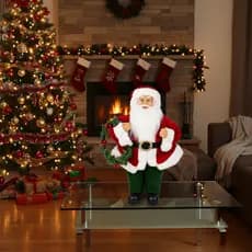 Boneco Papai Noel em Pé 30cm c/ Guirlanda Natal Florarte Decoração  Natalina Enfeite Casa Luxo Festa