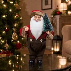 Boneco Papai Noel em Pé 30cm c/ Árvore de Natal Florarte Decoração  Natalina Enfeite Casa Luxo Festa