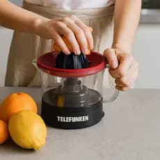 Espremedor de Frutas 500ml Elétrico Dual Spin Telefunken 30w Laranja Limão TFJUICER500 2 Cones Preto