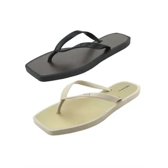 Kit 2 Pares Chinelo Rasteirinha Feminina Brilho Antiderrapante Bico Quadrado