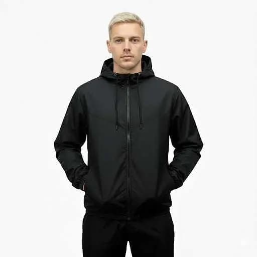 Jaqueta Corta Vento Masculina Impermeável Leve com Capuz e Zíper