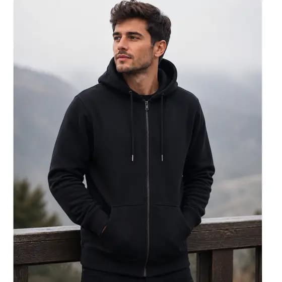 Casaco Moletom Masculino Zíper Capuz Quente Grosso Peluciado Inverno