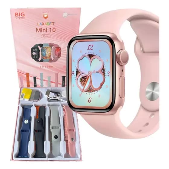 Smartwatch Feminino W10 Mini Series 41mm 8 Pulseiras Tela Amoled Serie 10 Laxasfit 2025