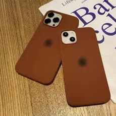 Case capinha cor marrom Premium cor unica silicone aveludada dentro Para iPhone 11 ao 17 PRO MAX