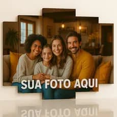 Quadro decorativo mosaico Grande 5 peças personalizado sua imagem sua foto família Logo Sala