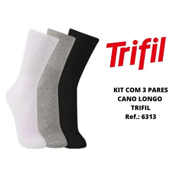 Kit c/ 3 pares Trifil cano longo esportiva algodão cano alto Ref.: 6313