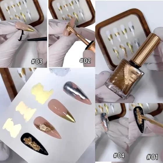 Blooming Líquido Cromado Dafu Nail Art Efeito Aquarela Marmorizado