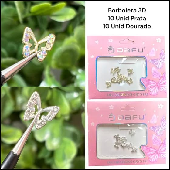 Kit Decoração Unhas 3D Dafu – Borboleta, Caviar, Cobrinha e Lacinho