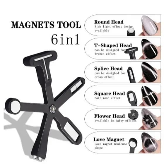 Ímã 6 em 1 para Esmalte Magnético  Nail Art Olho de Gato Unhas Gel