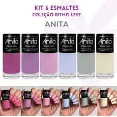 Kit Esmaltes Anita Ritmo Leve 6 Cores Delicadas Secagem Rápida