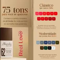Esmalte em Gel Real Love Allsmile 10ml Sem TPO HEMA UV LED - Lançamento