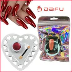 Pó Cromado Vermelho Dafu Metalizado Nail Art Profissional