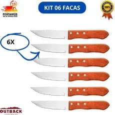 kit 06 Facas Para Churrasco 6 Pçs Jumbo OUTBACK