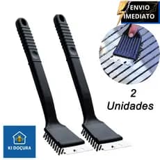 KIT 2 Escova Para Grelha Cerdas de Aço Limpa Grelha de Churrasqueira Com Raspador Multiuso Universal