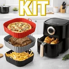 Kit 2 ou 3 Formas de Silicone Air Fryer Quadrada Grande Assadeira Forno Fritadeira Elétrica 5,5 L