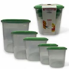Conjunto Pote Plástico Quadrado Kit 5 Potes Para Mantimentos Tampa Reversível Jogo Vasilhas Sanremo