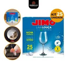 Jimo Lava Louça Kit 25 Pastilhas Sem Fosfato Secante Abrilhantador Detergente Concentrado