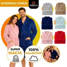 Roupão Microfibra Masculino Feminino Felpudo Quente Macio Inverno Manga Longa Confortável Pós Banho