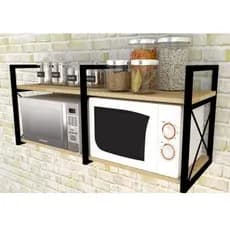 Prateleira para micro estilo industrial para micro e forno 120 de comprimento acompanha madeiras