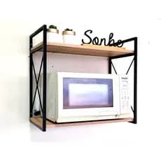 Prateleira Estilo Industrial FERRO e MADEIRA para micro-ondas