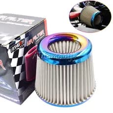 Universal Racing Car Filtro De Ar Para Carros Aço Inoxidável Queimado Azul 3 " 76mm Entrada De Energia Limpador De Frio De Alto Fluxo