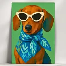 Quadros Decorativos Cachorro Caramelo - Lencinho e Oculos - Em Mdf - Já com Fita Adesiva