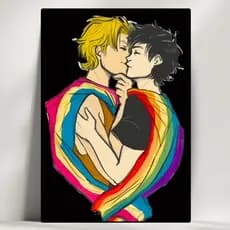 Quadros Decorativos LGBT+ Artístico - Beijo - Feito em Madeira - com Fita Adesiva - Envio Imediato