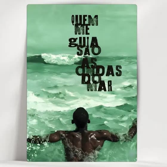 Quadro Decorativo Cultura Afro Brasileira - Quem Me Guia São As Ondas - Em MDF - Já com Fita Adesiva