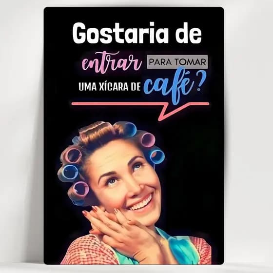 Quadro Decorativo Cantinho do Café - Dona Florinda - Em MDF - Já com fita adesiva - Envio Imediato
