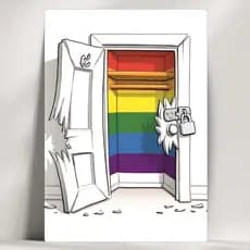 Quadros Decorativos LGBT+ Artístico - Fora do Armário - Feito em Madeira - com Fita Adesiva