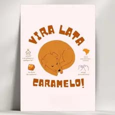 Quadros Decorativos Cachorro Caramelo - Vira Lata - Em Mdf - com Fita Adesiva - Envio Imediato