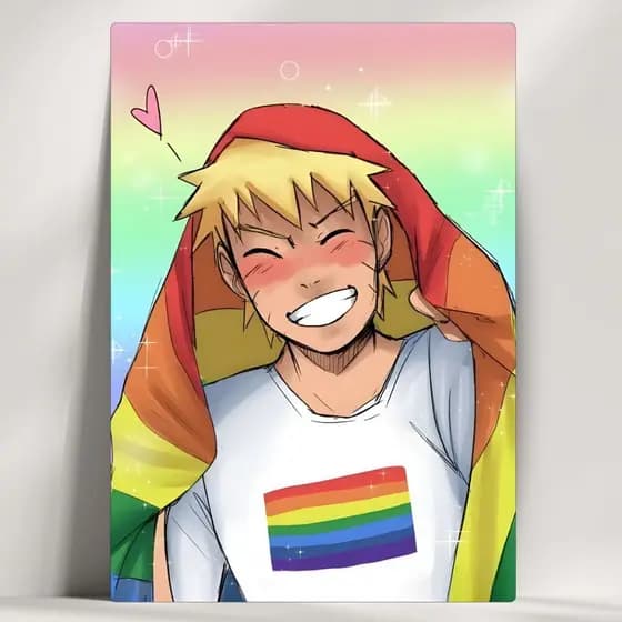 Quadros Decorativos LGBT+ Artístico - Naruto - Feito em Madeira - com Fita Adesiva - Envio Imediato