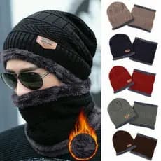 Conjunto Touca Gorro Cachecol Flexível + Quente Para Inverno / Masculino / Mulheres