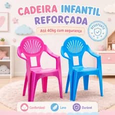 Cadeira infantil Reforçada 40 Kg - Rosa Azul Menina menino Baby Brincadeira